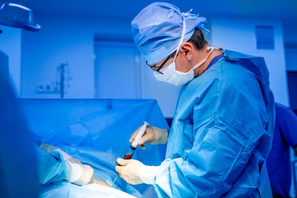 Doctor engaging in stem cell operation